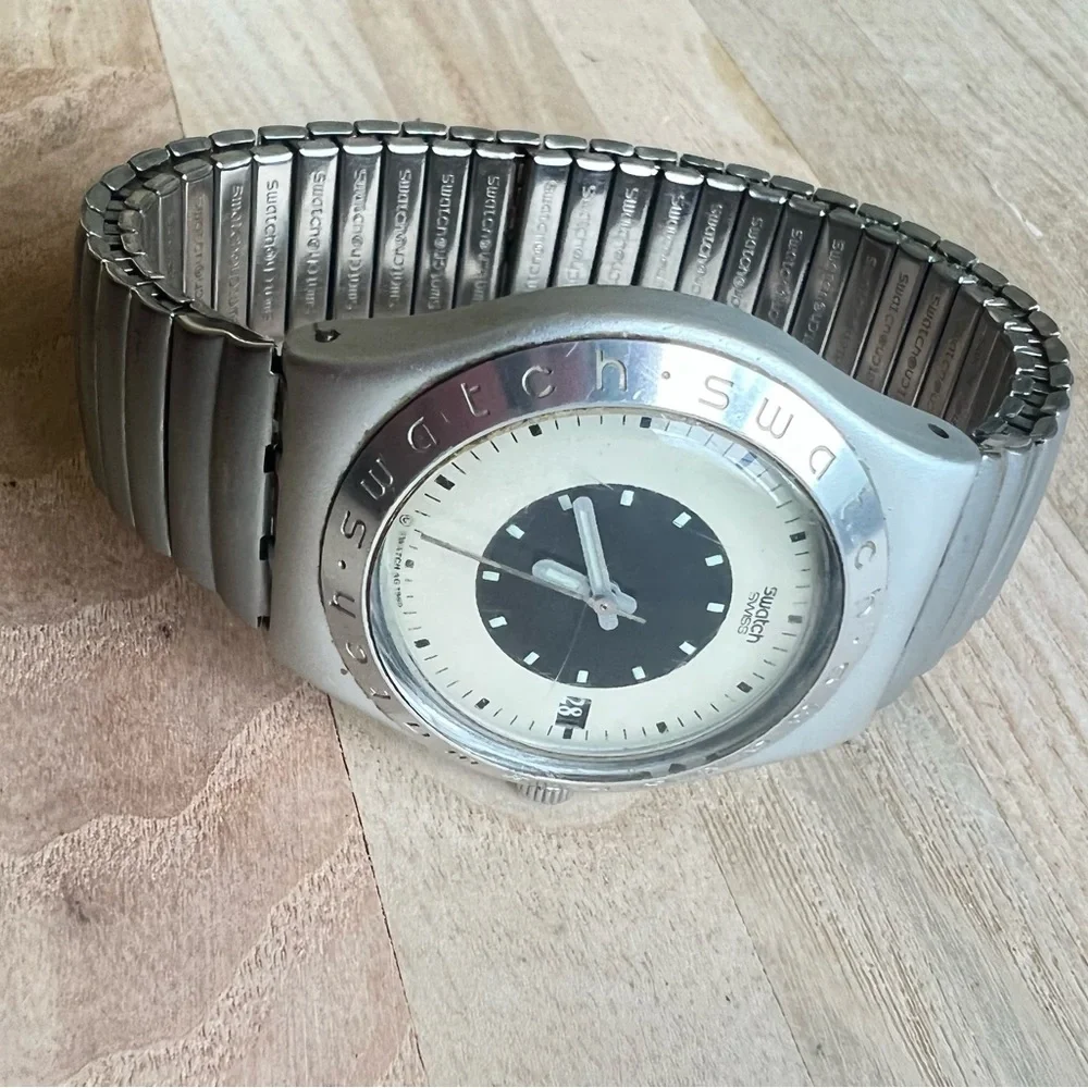 Vintage 1999 Swatch Irony Aluminum watch expansion band NEW BATTERY - Picture 6 of 11